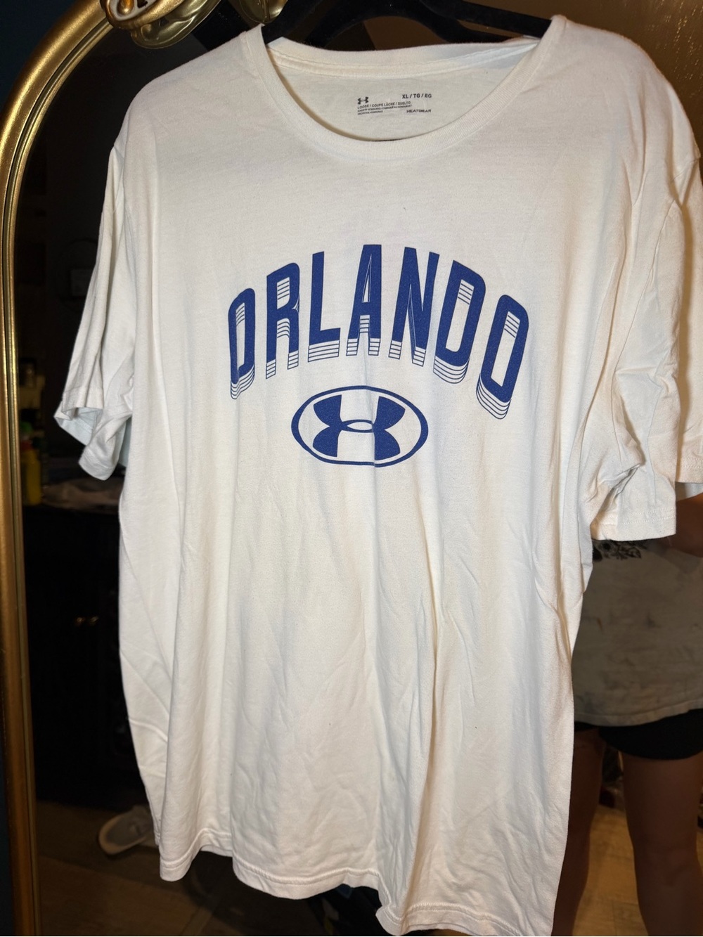 Under Armour White Tee with Blue Orlando Graphic, XL